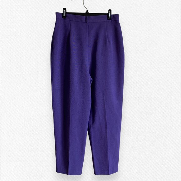 Vintage 90's Trouser Purple Pegged High Rise Waist Academia Casual Office Large - Picture 7 of 14
